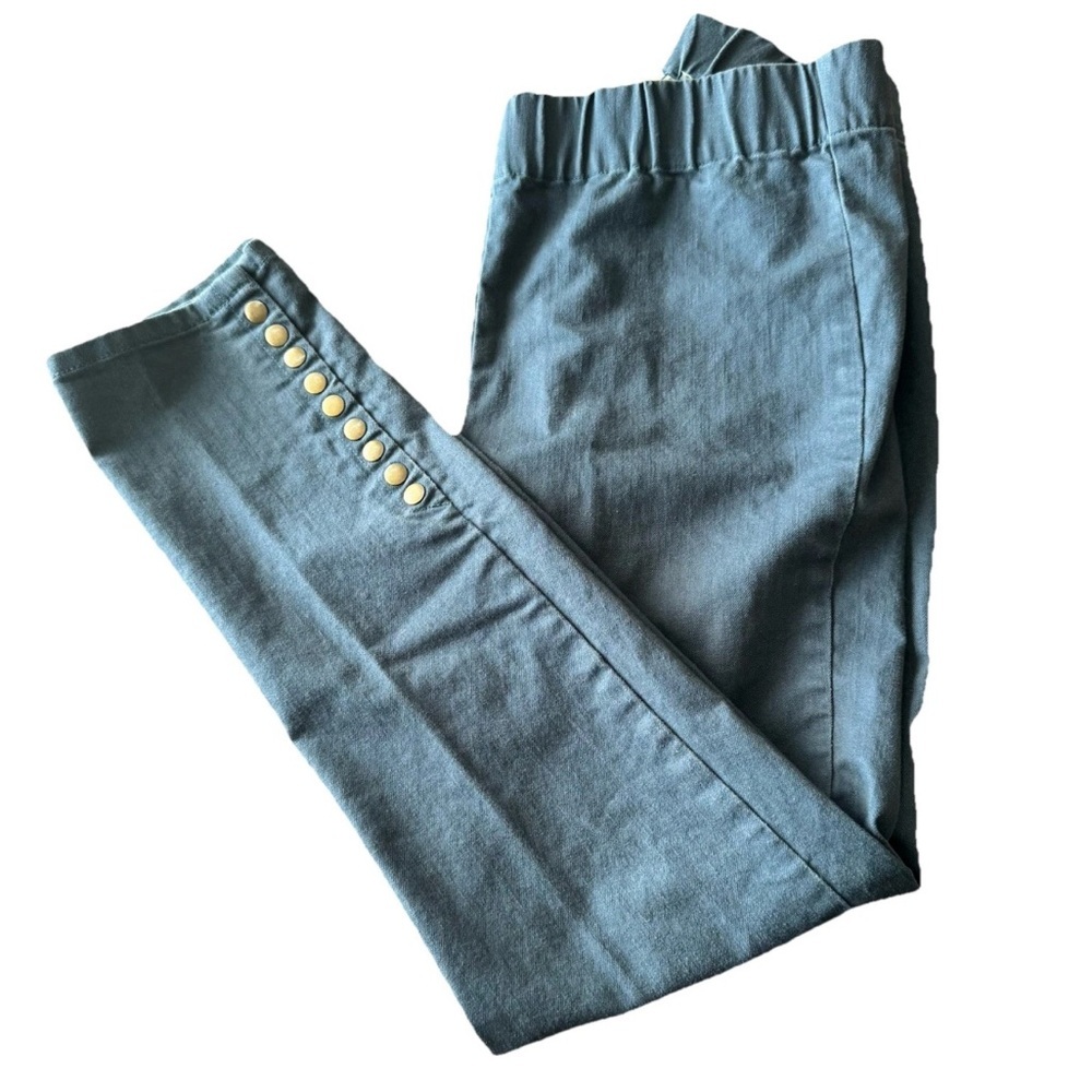 Soft Surroundings Women’s Small Blue Metro Pull On Pants Snap detail On Legs